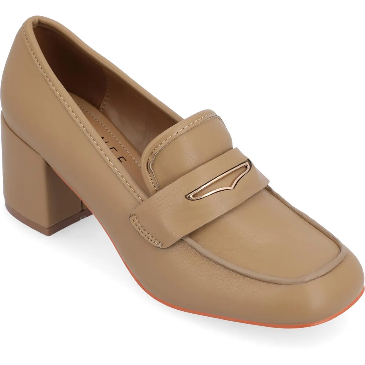 Liyla Womens Comfort Insole Block Heel Loafer Heels