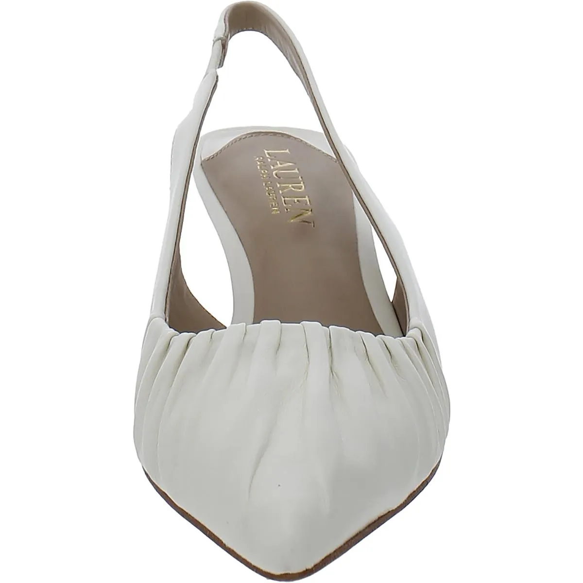 Lolah Womens Leather Gathered Kitten Heels