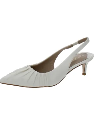 Lolah Womens Leather Gathered Kitten Heels
