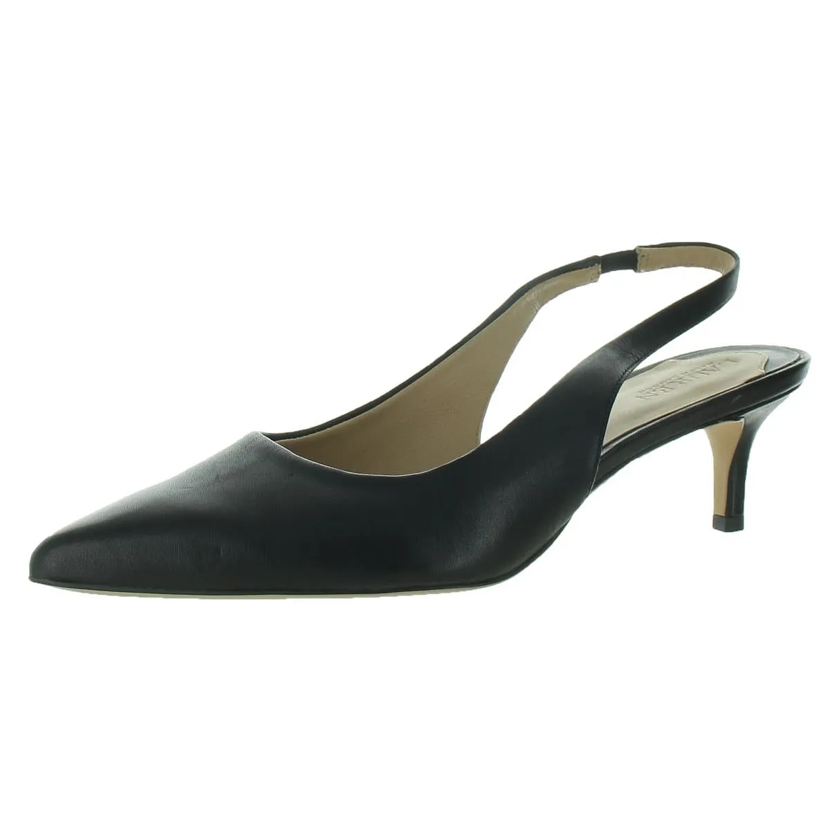 Lolah Womens Leather Gathered Kitten Heels