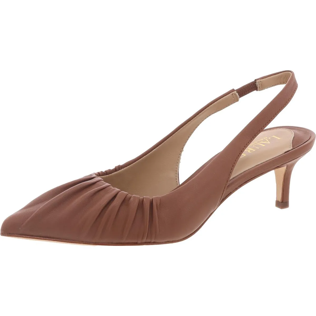Lolah Womens Leather Gathered Kitten Heels