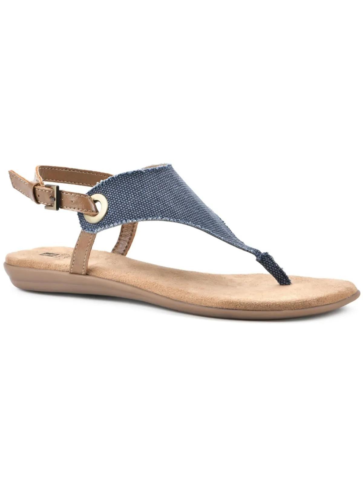 London Womens Buckle Thong Flat Sandals