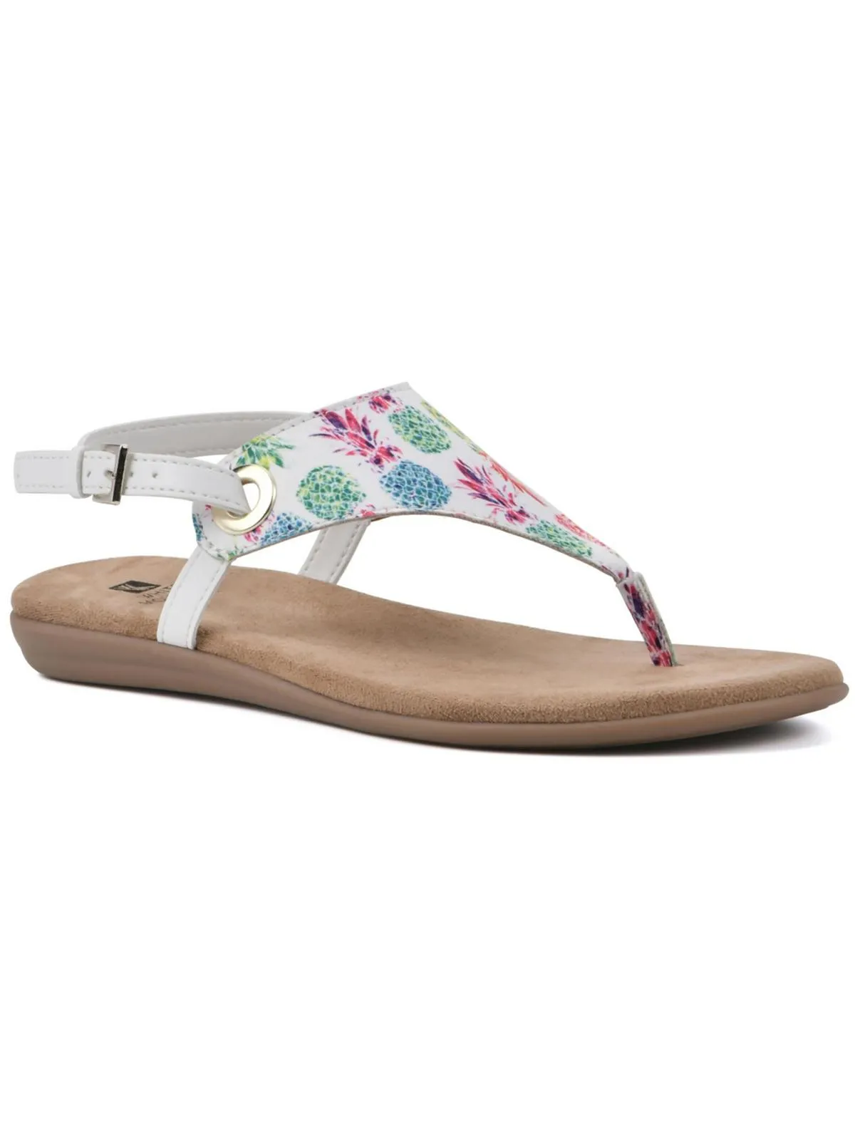 London Womens Buckle Thong Flat Sandals