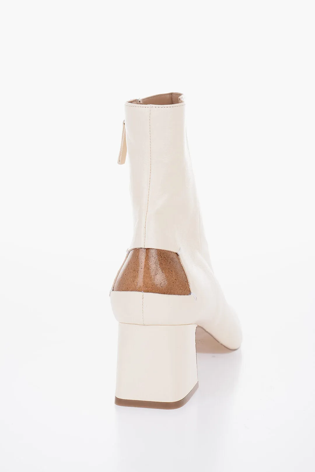 Maison Margiela Leather Booties With Cut-Out Detail Heel 6 Cm