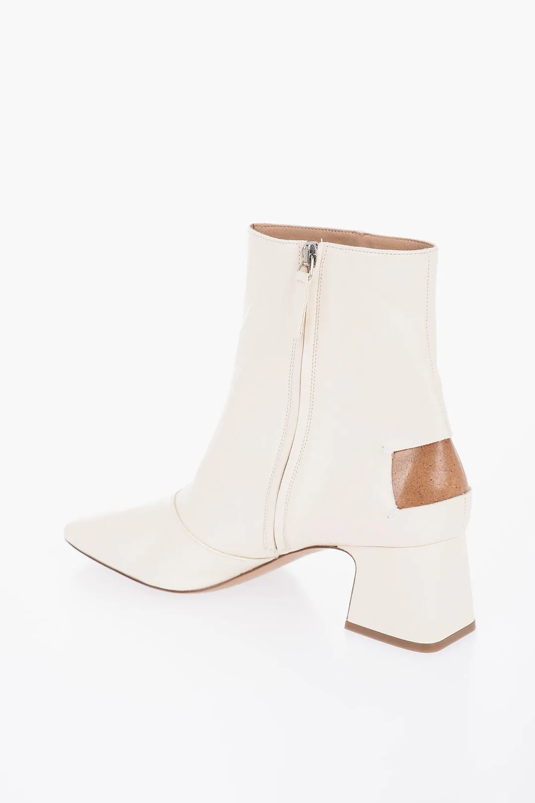 Maison Margiela Leather Booties With Cut-Out Detail Heel 6 Cm