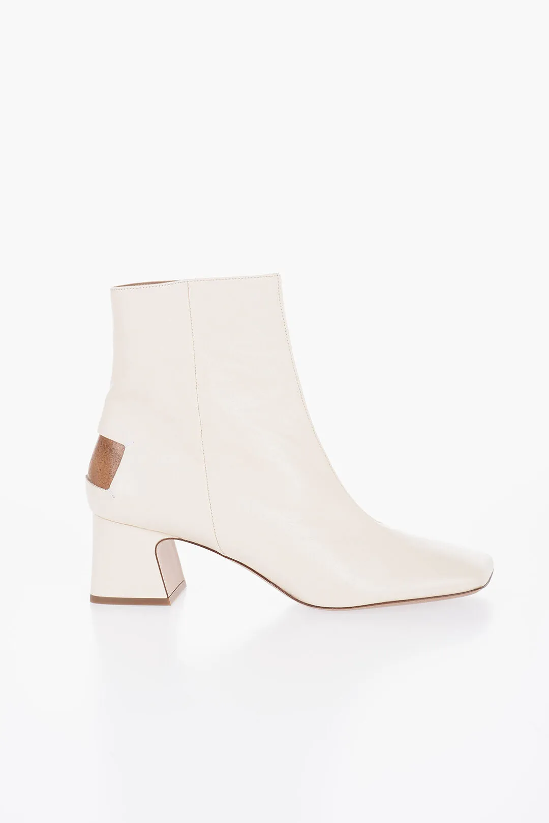 Maison Margiela Leather Booties With Cut-Out Detail Heel 6 Cm