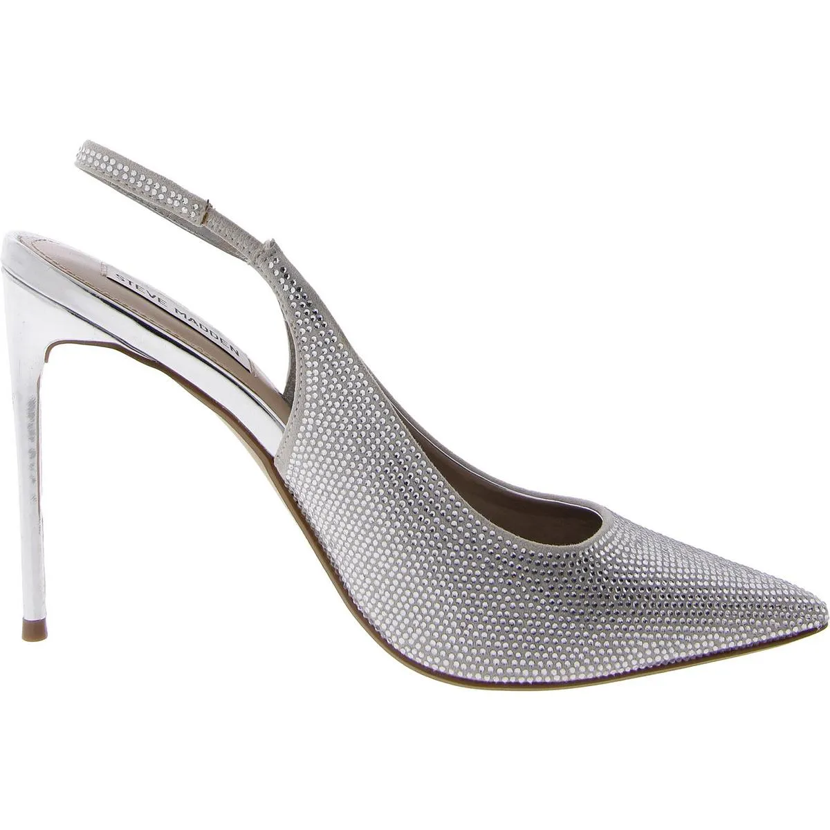 Mariah Womens Rhinestone Pointed Toe Slingback Heels
