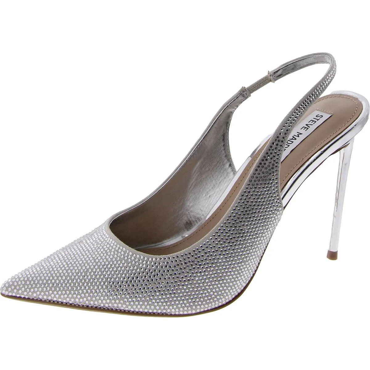 Mariah Womens Rhinestone Pointed Toe Slingback Heels