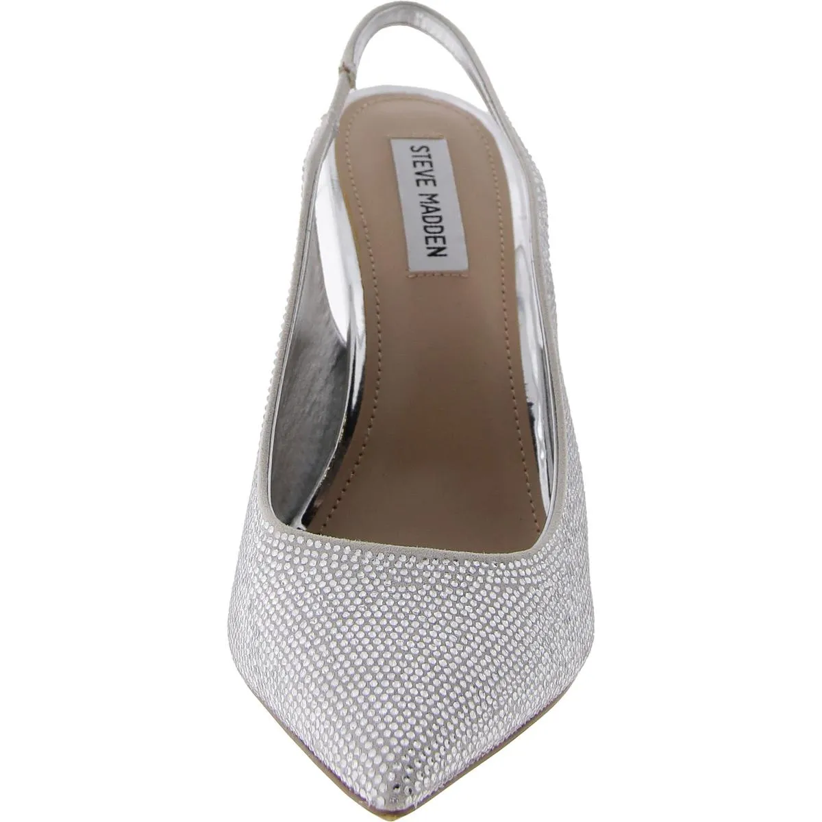 Mariah Womens Rhinestone Pointed Toe Slingback Heels