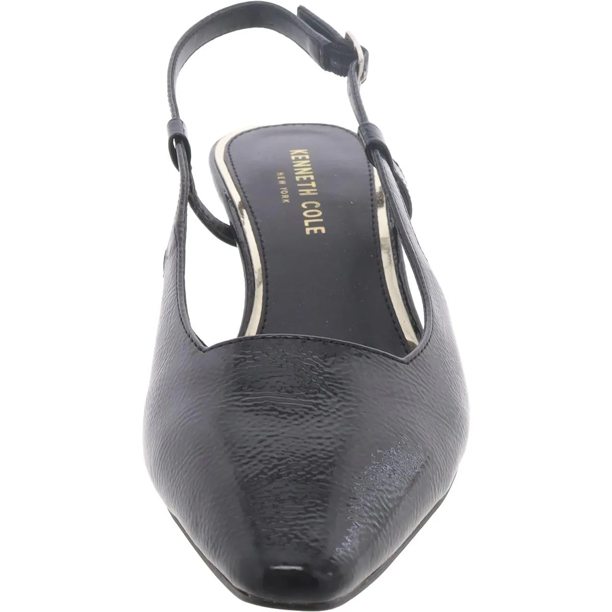 Martha Womens Leather Kitten Slingback Heels