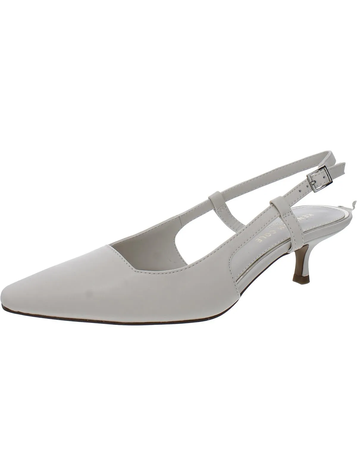 Martha Womens Leather Kitten Slingback Heels
