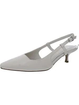 Martha Womens Leather Kitten Slingback Heels