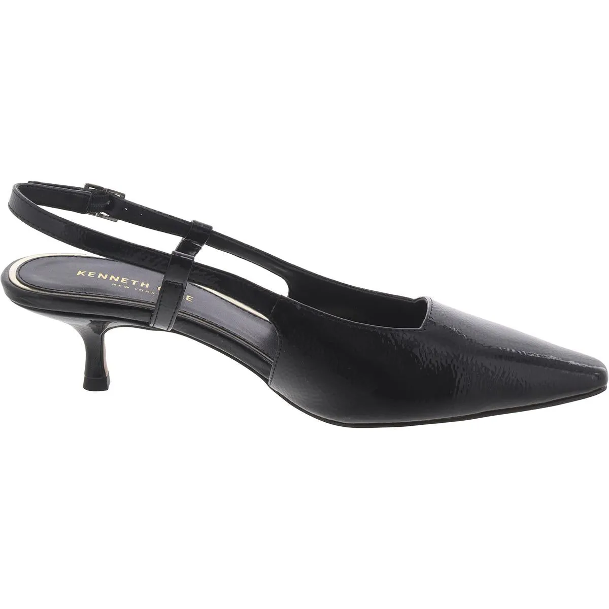 Martha Womens Leather Kitten Slingback Heels