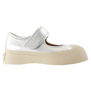 Mary Jane Sneakers - Marni - Leather - Silver