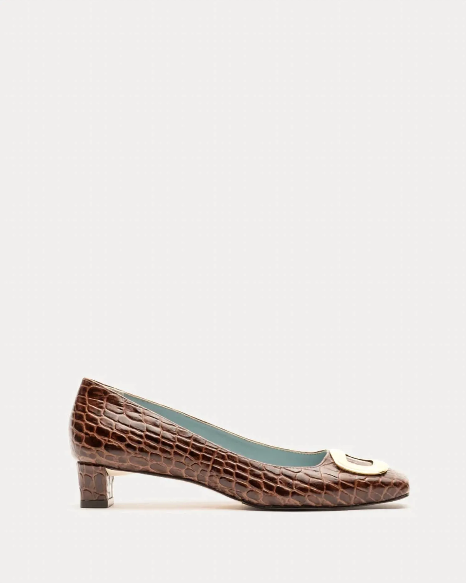 Mary Mini Block Heel Croc Embrossed In Brown