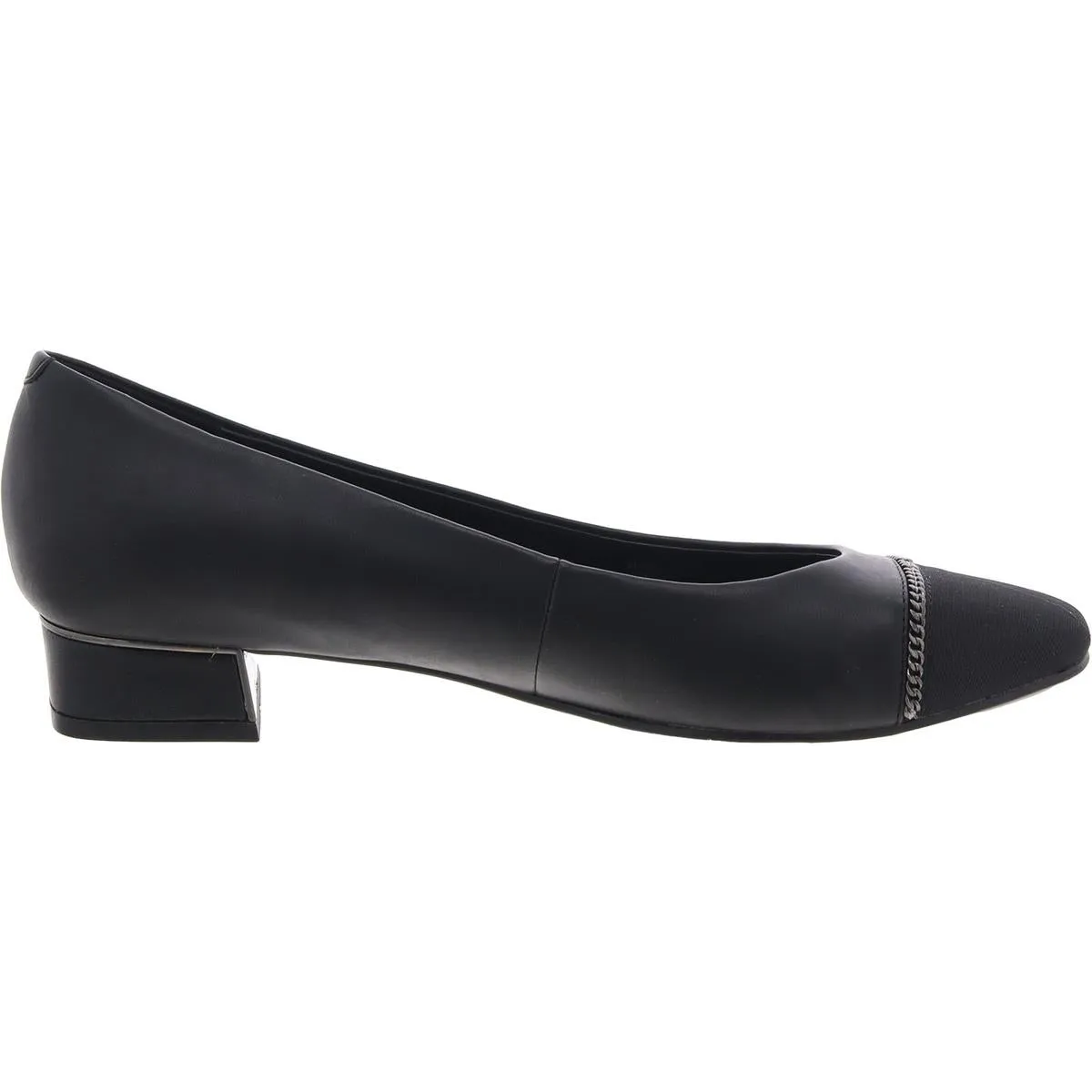 Mellie Womens Toe Cap Faux Leather Block Heels