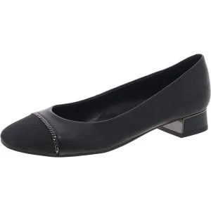 Mellie Womens Toe Cap Faux Leather Block Heels