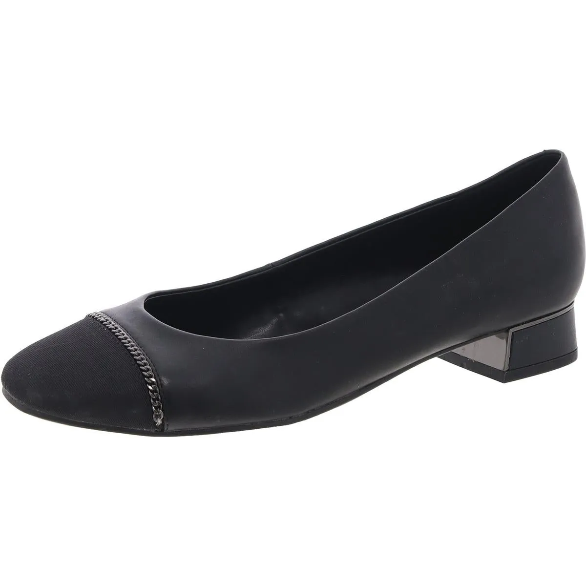 Mellie Womens Toe Cap Faux Leather Block Heels