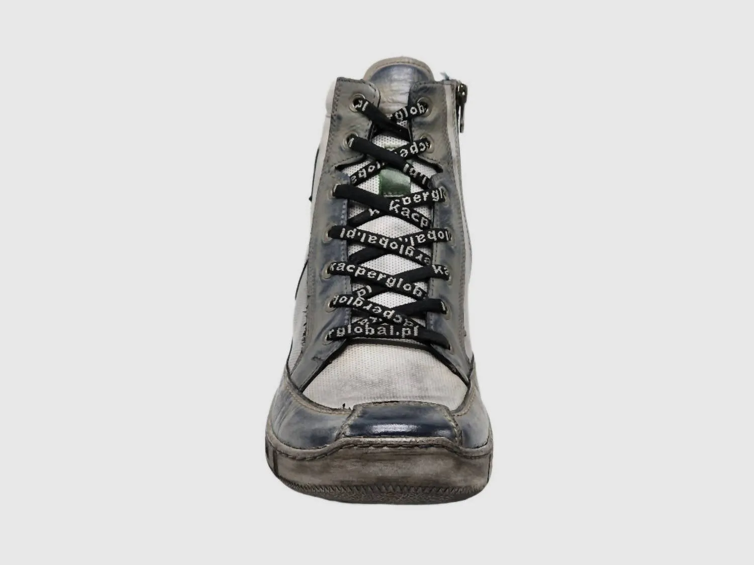 Men's Comfort Thick Wool Lined Zip-Up Leather Boots In Grey/green