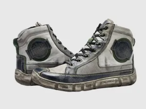 Men's Comfort Thick Wool Lined Zip-Up Leather Boots In Grey/green