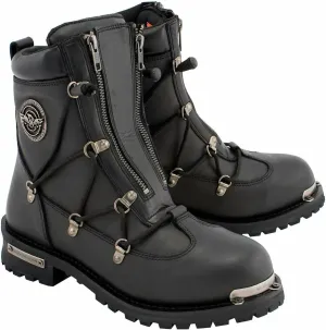 Men's Leather 6-Inch Plain Toe Dual Zipper In Black
