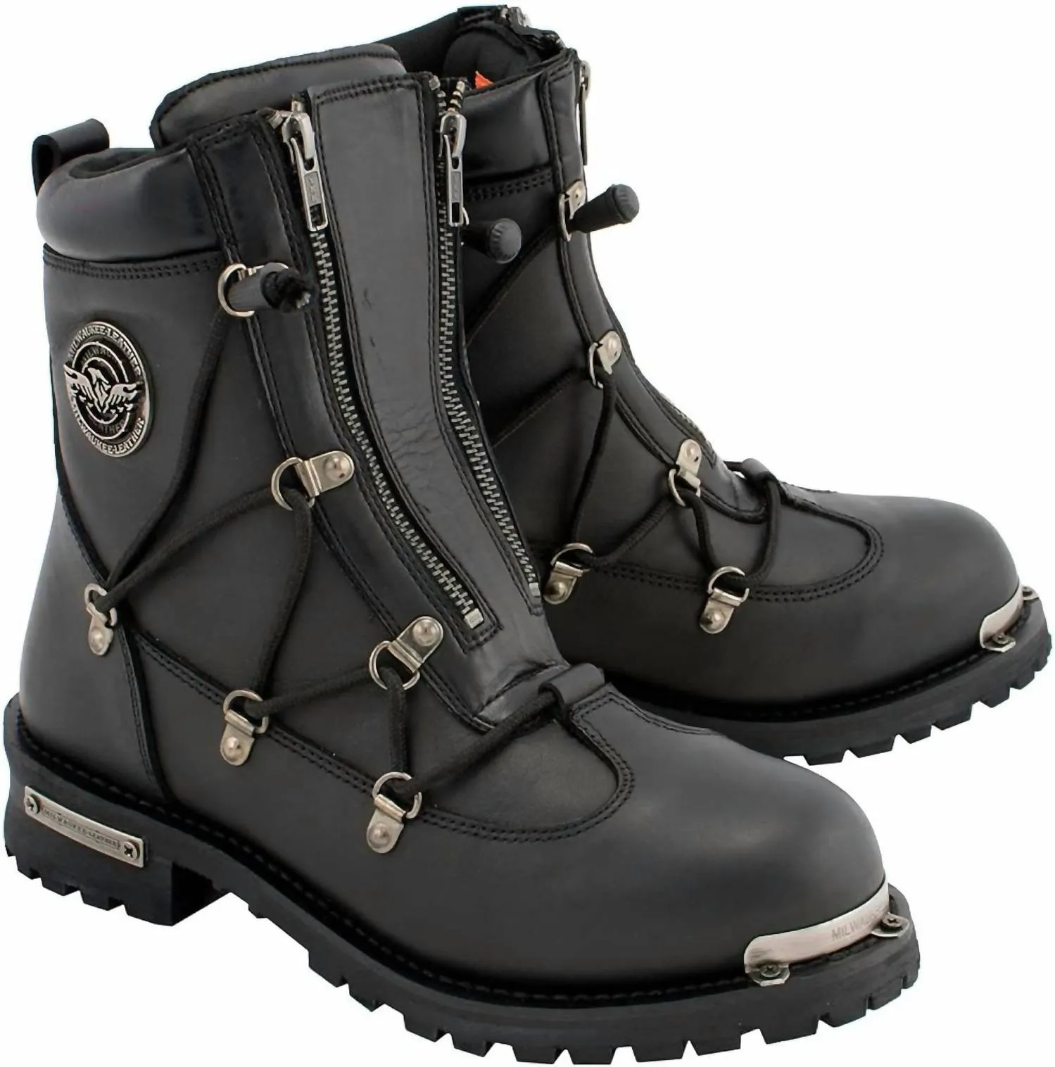 Men's Leather 6-Inch Plain Toe Dual Zipper In Black