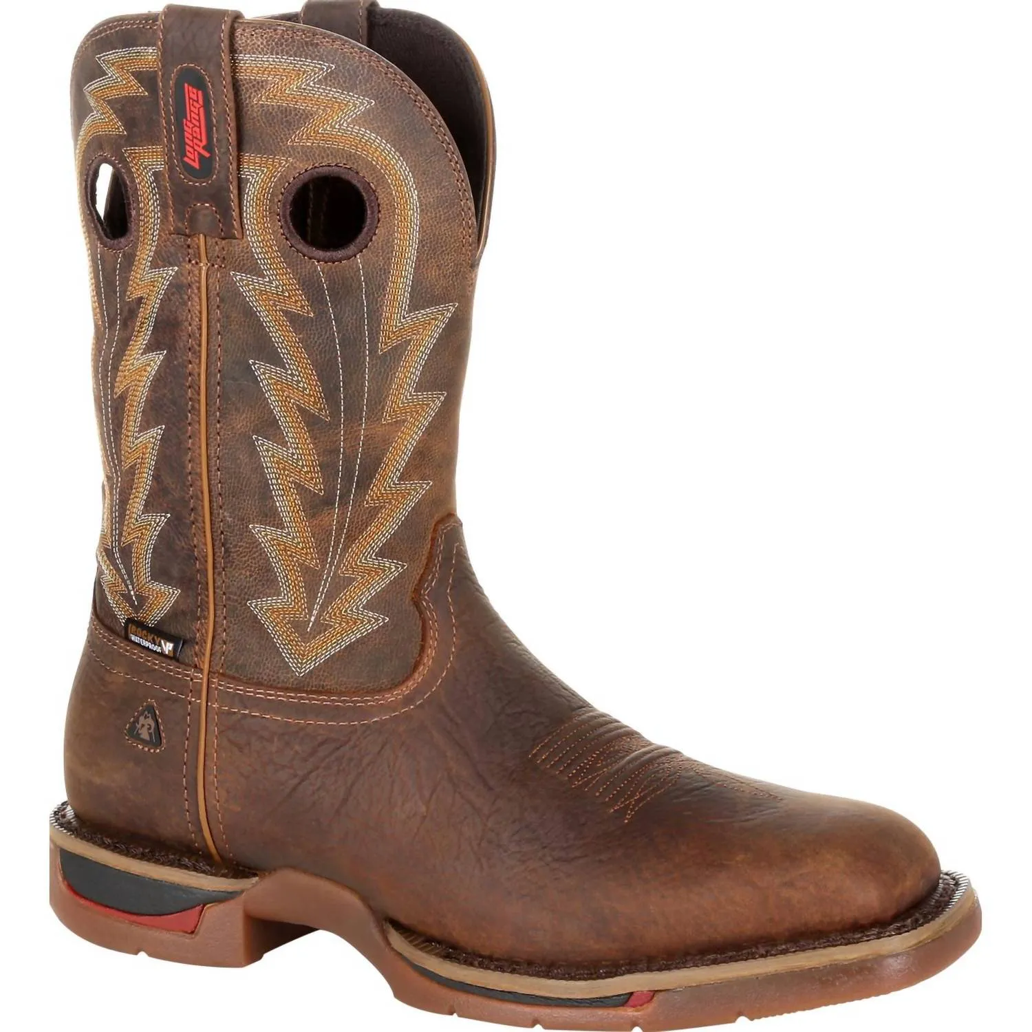 Men's Long Range Waterproof 11" Western Boot In Distressed Brown