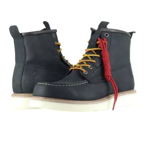 Men's Moc Wedge Steel Toe Work Boots In Black