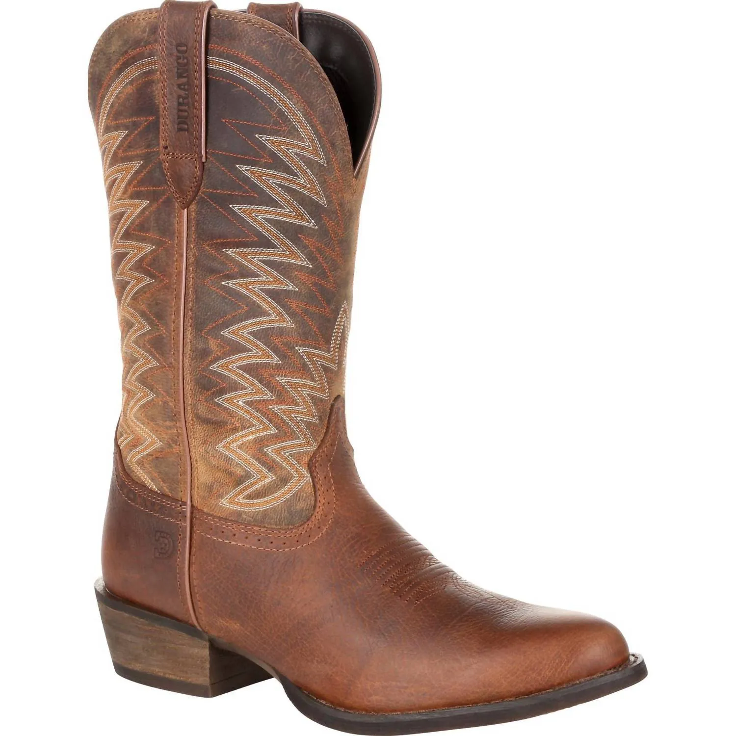 Men's Rebel Frontier Western R Toe Traditional Cowboy Boot In Brownd Oiled