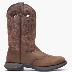 Men's Round Toe Rebel Saddle Western Boot In Brown/red