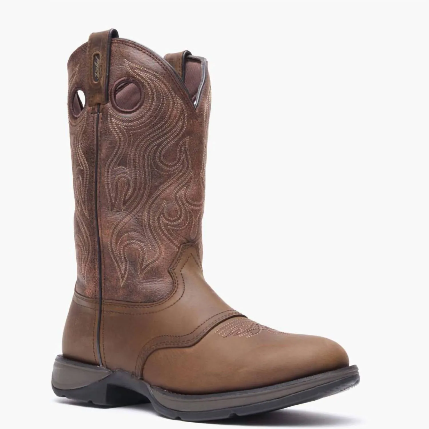 Men's Round Toe Rebel Saddle Western Boot In Brown/red