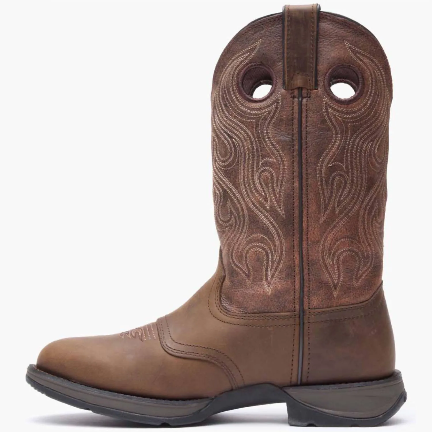 Men's Round Toe Rebel Saddle Western Boot In Brown/red