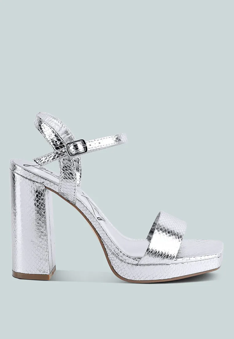 merengue metallic high block heel sandals
