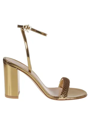 Metallic-Effect Leather Sandal