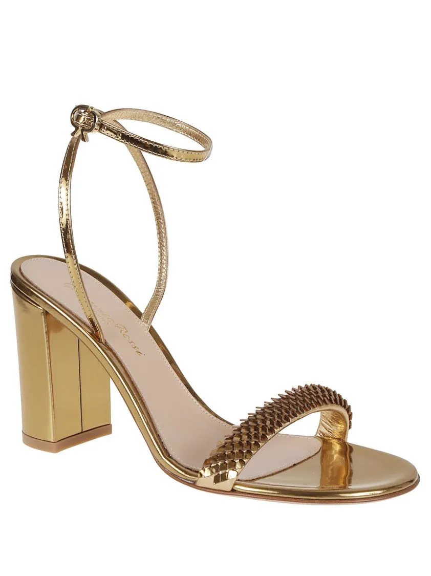 Metallic-Effect Leather Sandal