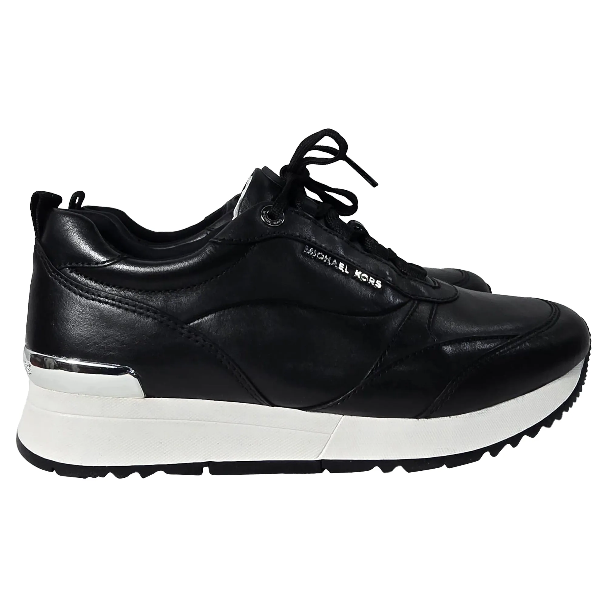 Michael Kors Allie Stride Trainer in Black Leather and Nylon