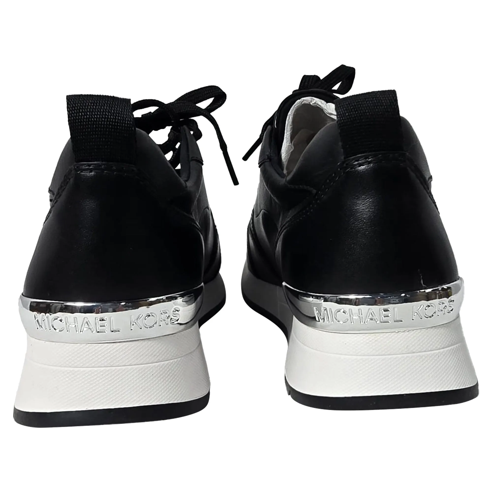 Michael Kors Allie Stride Trainer in Black Leather and Nylon