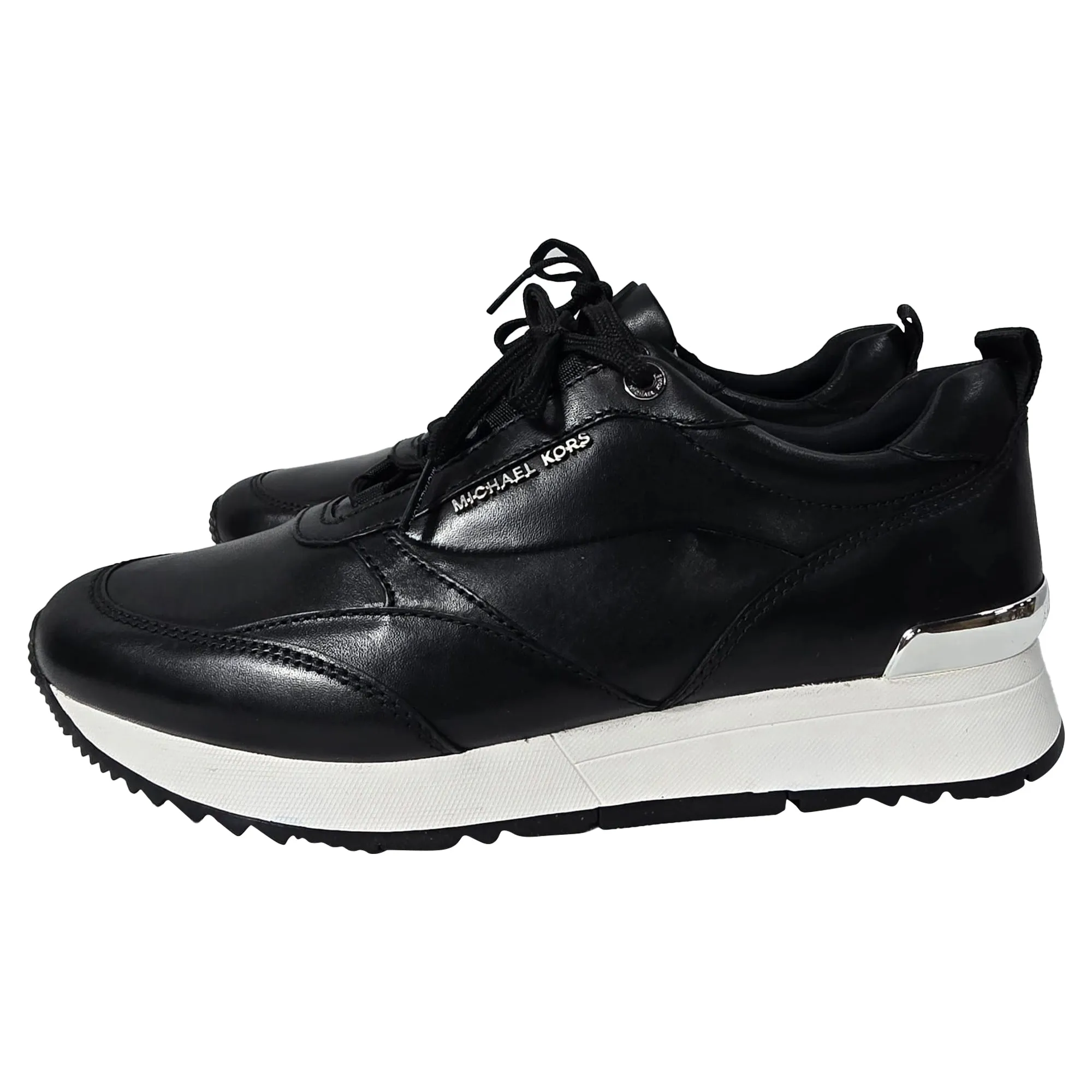 Michael Kors Allie Stride Trainer in Black Leather and Nylon