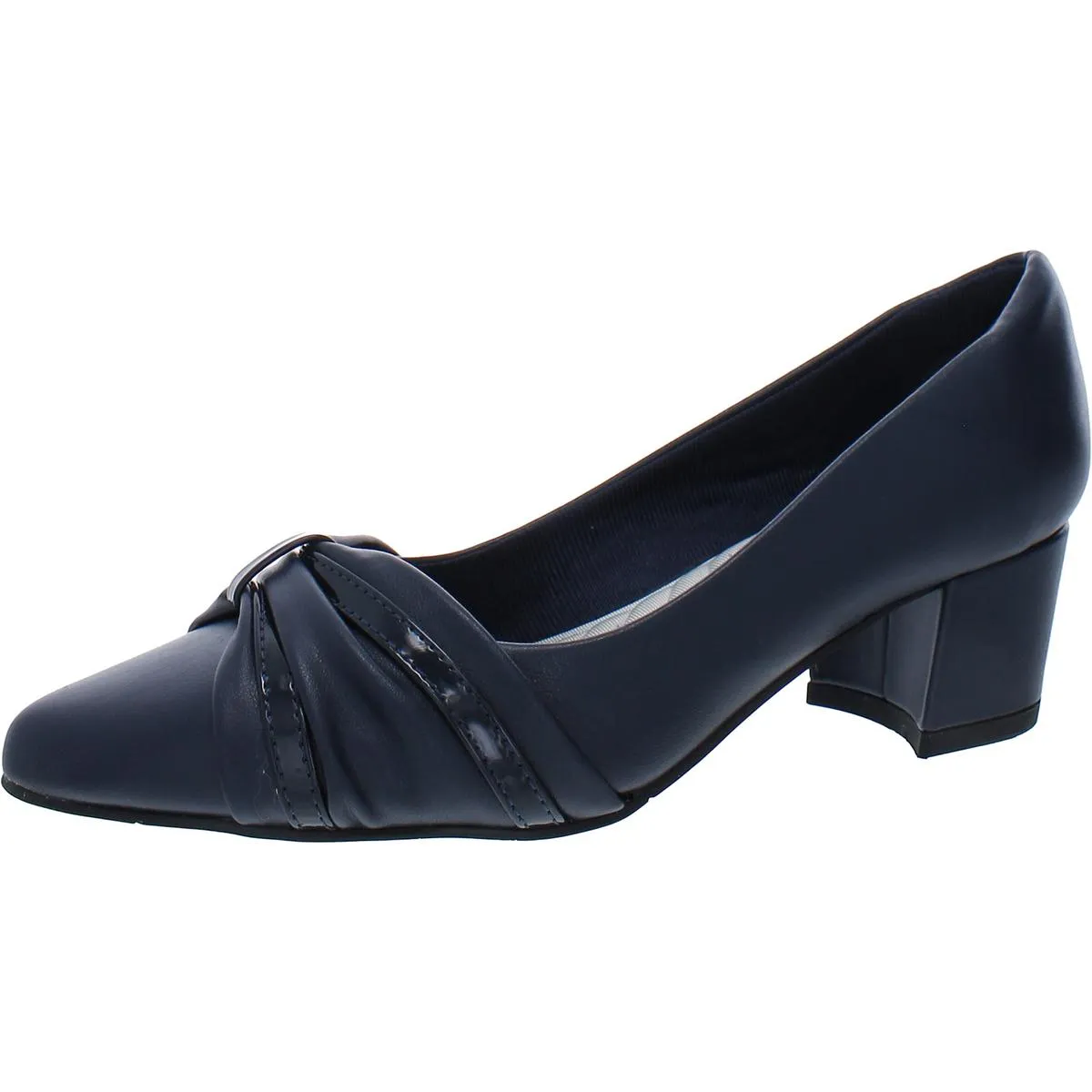 Millie Womens Faux Leather Block Heel Pumps