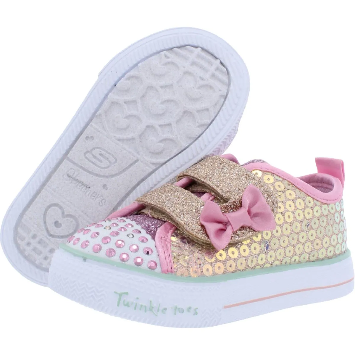 Mini Mermaid Girls Metallic Sequined Light-Up Shoes