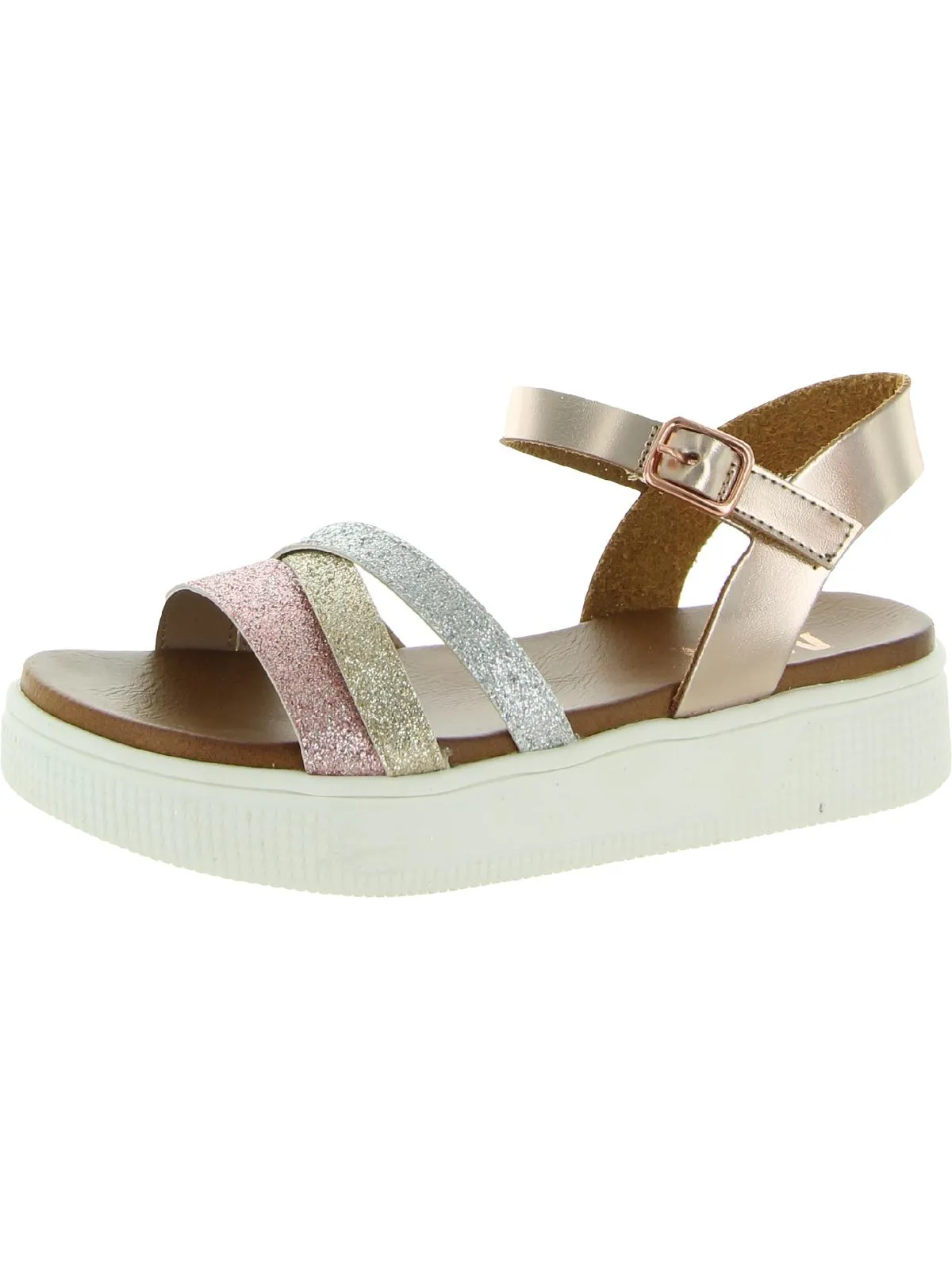 Moriah Girls Glitter Faux Leather Flatform Sandals