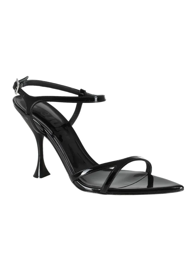 Naima Black Leather Sandal With Ankle Strap