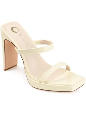 Naivee Womens Patent Square Toe Block Heels