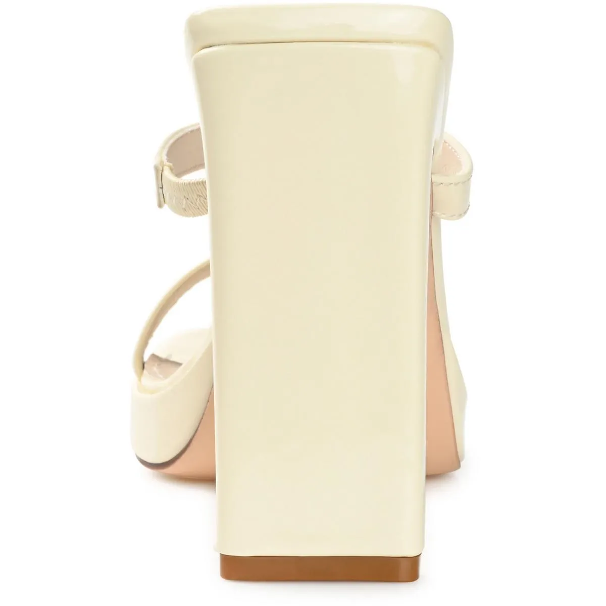 Naivee Womens Patent Square Toe Block Heels