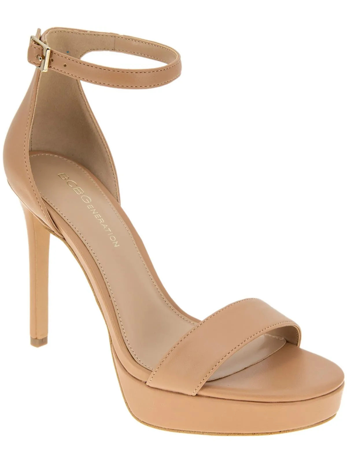 Nallah Womens Faux Leather Ankle Strap Platform Heels