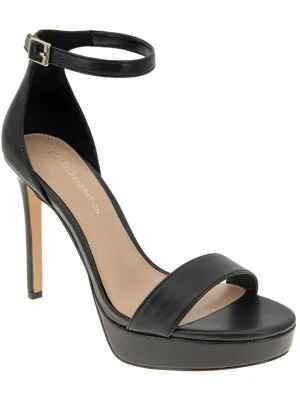 Nallah Womens Faux Leather Ankle Strap Platform Heels