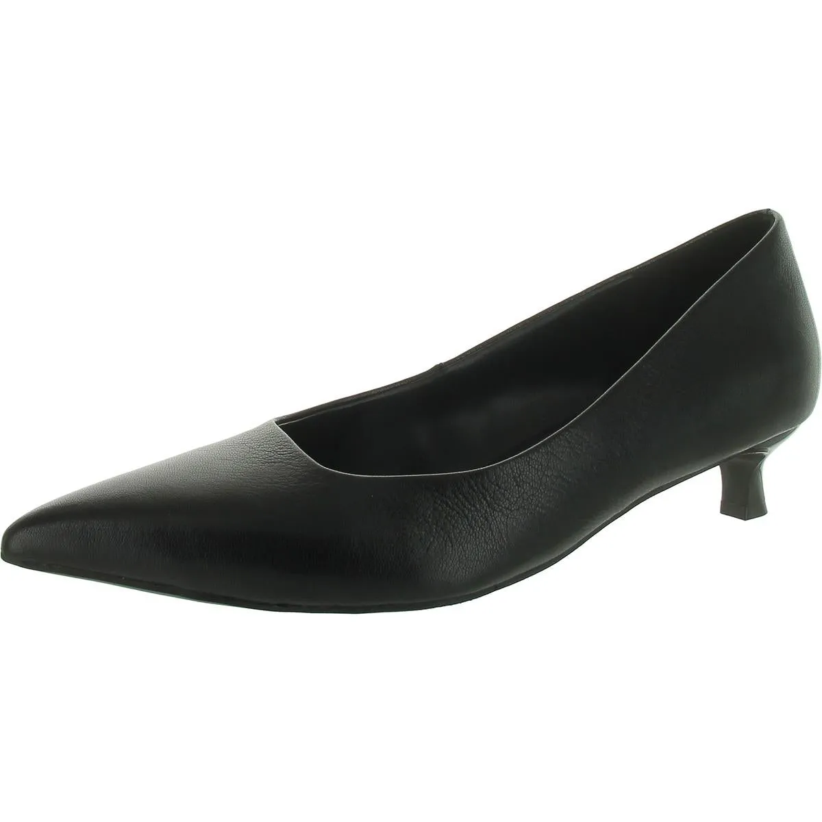 Natalia Womens Leather Pointed Toe Kitten Heels