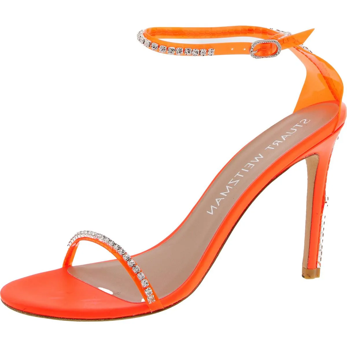 Neon Nudistglam 100 Womens Vinyl Embellished Ankle Strap