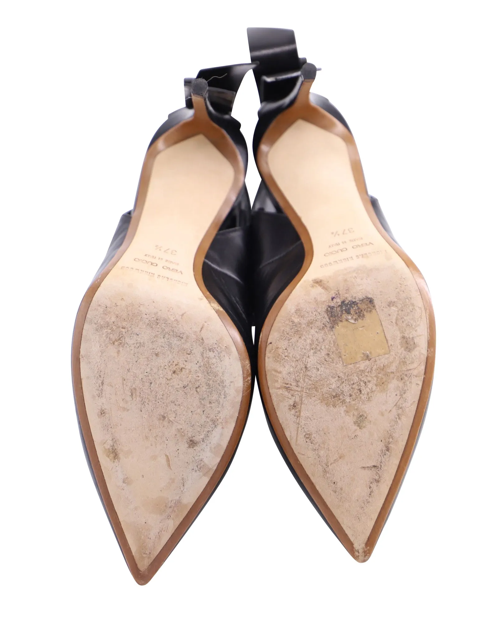Nicholas Kirkwood Bow Pointed-Toe Pumps in Black Leather