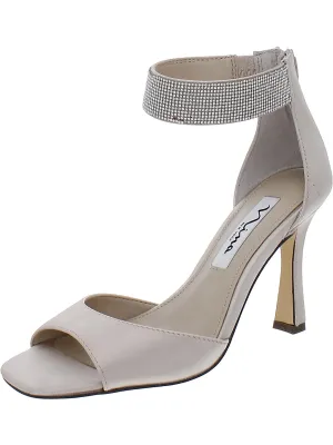 Nina Womens Satin Open Toe Pumps